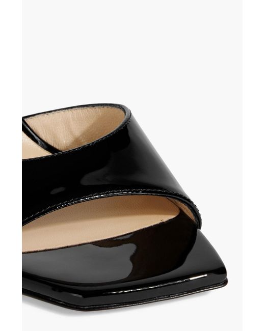 Jimmy Choo Black Brien 85 Patent-leather Wedge Sandals