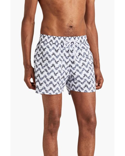 Frescobol Carioca White Copa Short-length Printed Swim Shorts for men