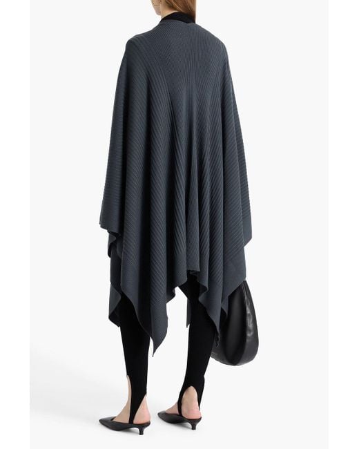 Joseph Blue Poncho aus gerippter merinowolle