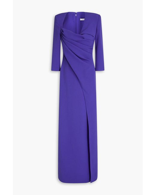Safiyaa Purple Ayanna Draped Crepe Gown