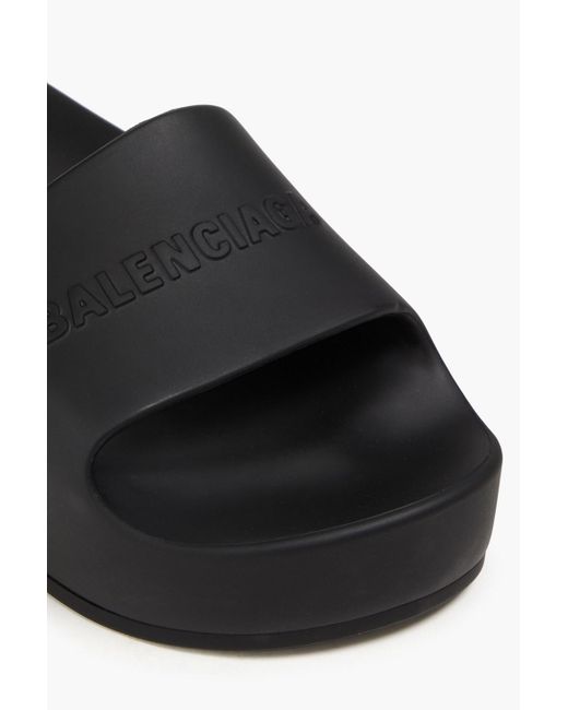 Balenciaga Black Rubber Platform Slides
