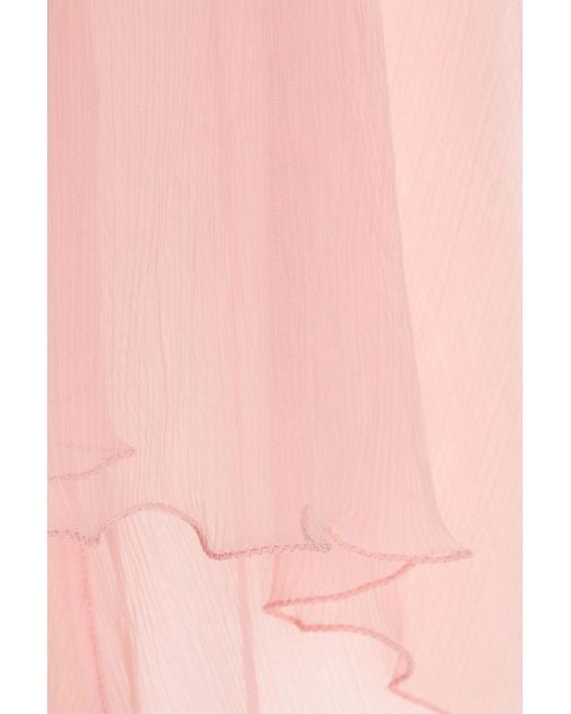 Max Mara Pink Alma drapiertes kleid aus seidenkrepon mit gürtel