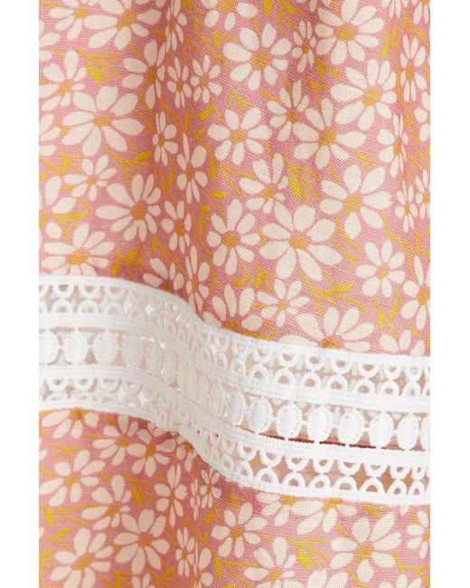 Maje Pink Floral-print Woven Midi Wrap Dress