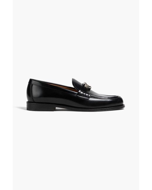 Dior Black Granville Embellished Glossed-Leather Loafers for men