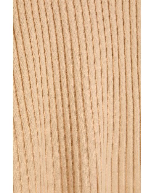By Malene Birger Natural Cassila Wrap-effect Ribbed Merino Wool Midi Skirt