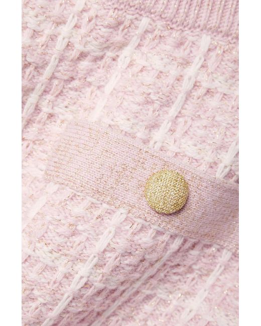 LoveShackFancy Pink Callington Metallic Checked Knitted Mini Skirt