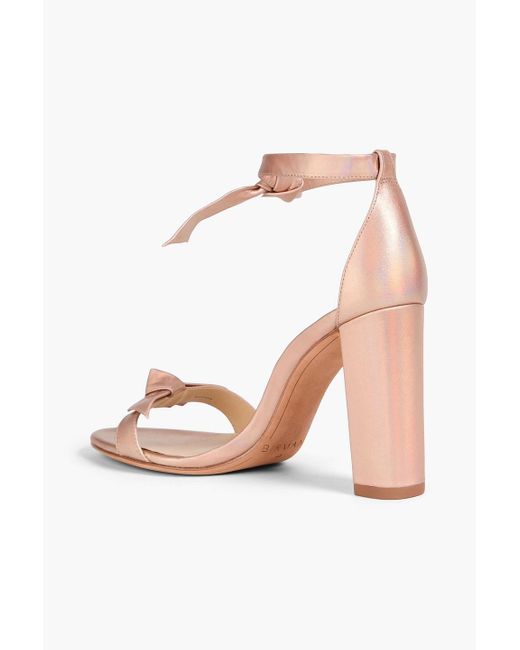 Alexandre Birman Pink Clarita Bow-detailed Iridescent Leather Sandals