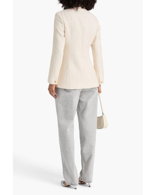 Rag & Bone Natural Slade Long Metallic Pinstriped Cotton-Blend Tweed Blazer