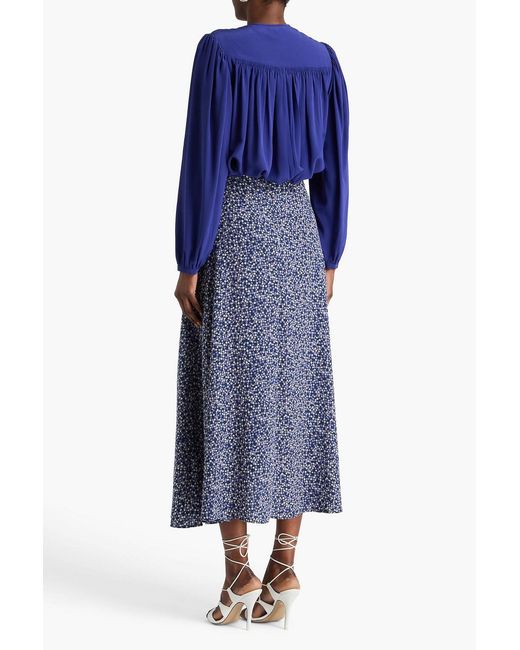 Isabel Marant Blue Printed Silk-Blend Maxi Skirt
