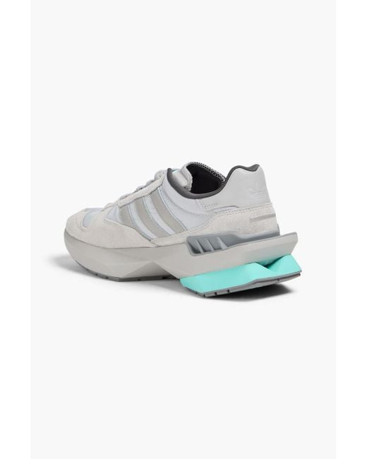 Adidas Originals Gray Treziod Pt Shell, Suede And Leather Sneakers for men