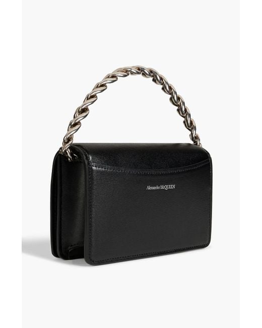 Alexander McQueen Black The Four Ring Mini Leather Tote