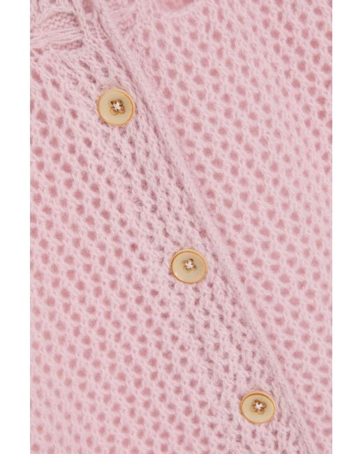 The Elder Statesman Pink Open-knit Cashmere Shirt Dress