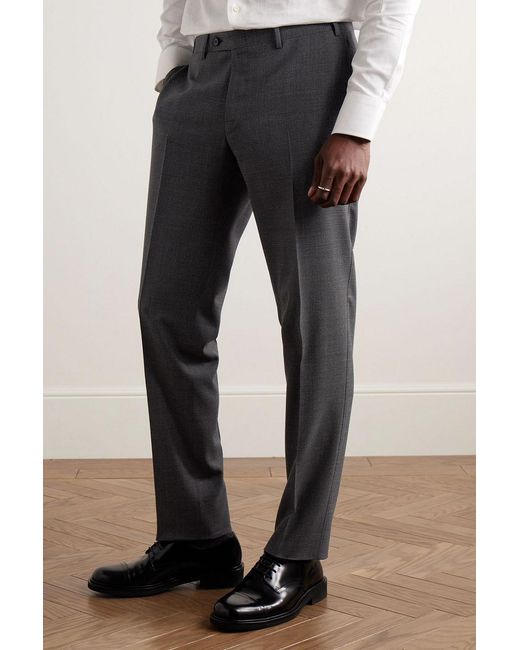 Canali Gray Slim-Fit Prince Of Wales Checked Super 160S Wool Suit Pants for men