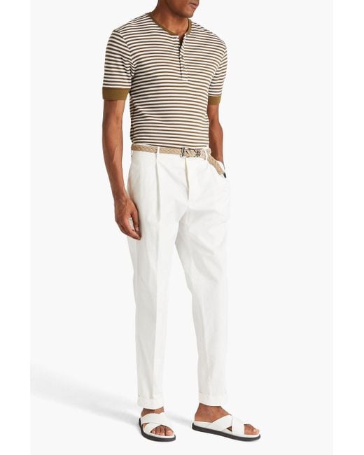 Incotex Chinohose mit schmal zulaufendem bein aus twill aus einer baumwoll-leinenmischung in White für Herren