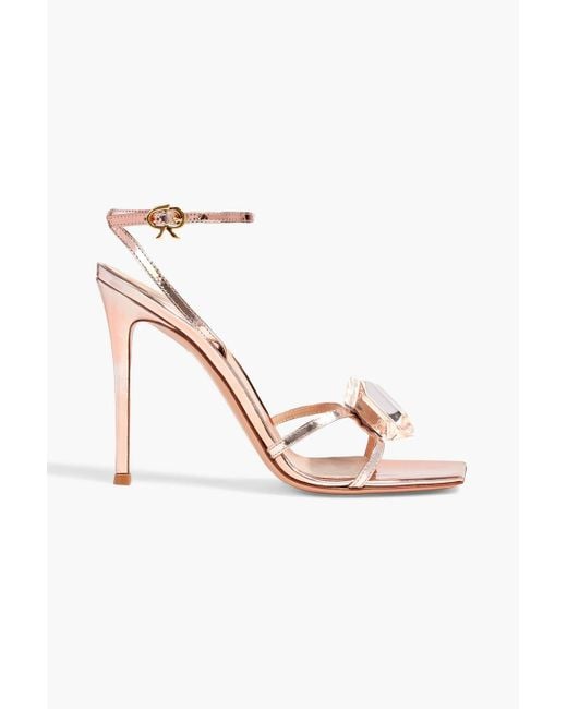 Gianvito Rossi White 105 Crystal-embellished Leather Sandals