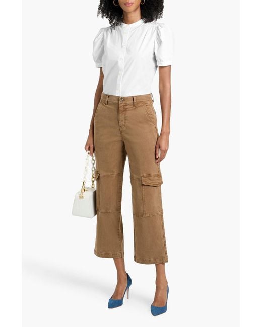 FRAME White The Gathered Cotton-Poplin Top