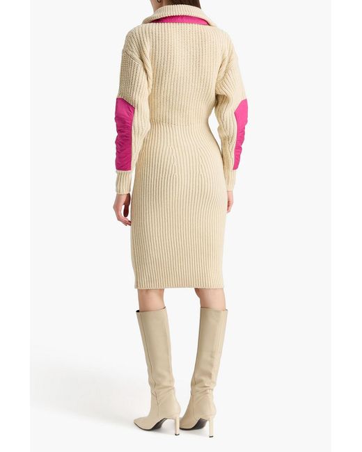 Isabel Marant Pink Daphne Shell-paneled Ribbed Wool-blend Dress