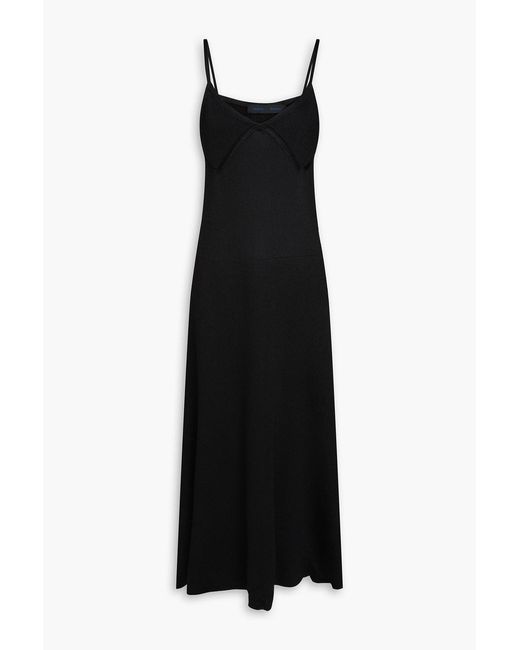 Proenza Schouler Black Knitted Midi Slip Dress