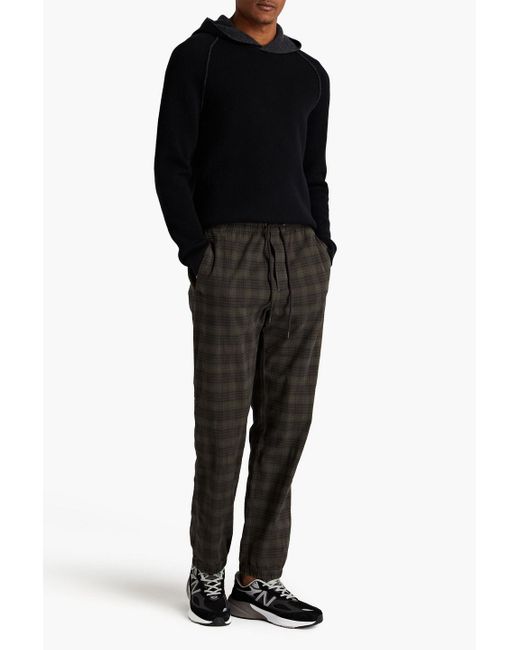 James Perse Black Checked Stretch-cotton Twill Pants for men
