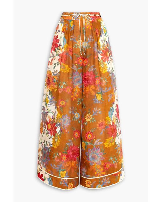 Jil Sander Multicolor Ginger Floral-print Silk Wide-leg Pants