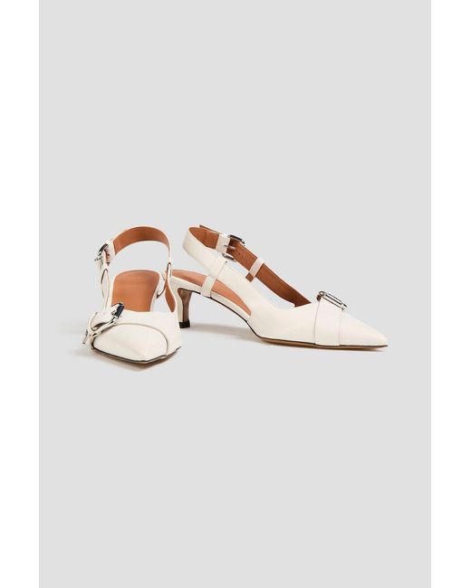 Maje White Leather Slingback Pumps