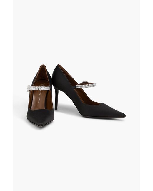 Giuseppe Zanotti Black Chan Crystal-Embellished Satin Mary Jane Pumps