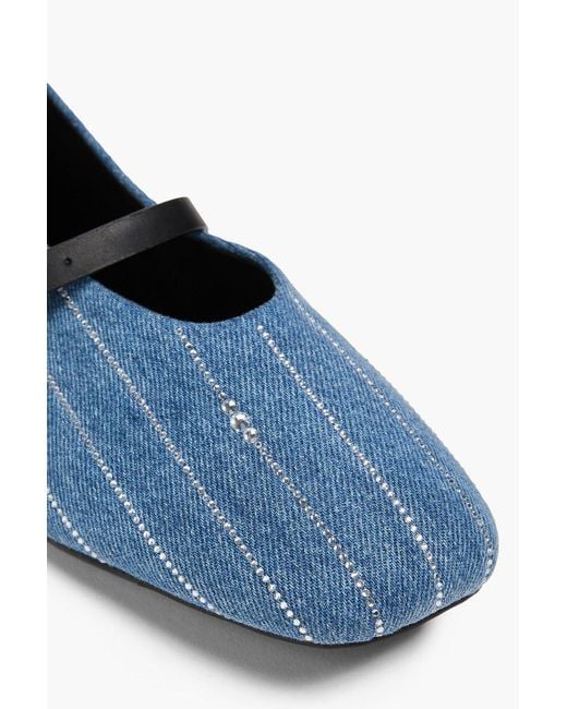 Rag & Bone Blue Spire Crystal-Embellished Denim Mary Jane Flats