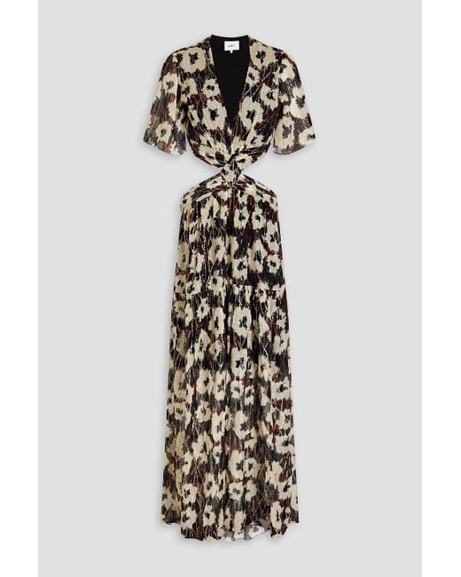 ba&sh metallic maxi dress $696 ba&sh Women's Gold V-Neck Metallic Short-Sleeve Herringbone Maxi Dress 0/XS