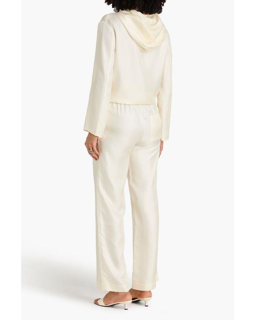 Loulou de Saison White Alera Silk-Twill Straight-Leg Pants