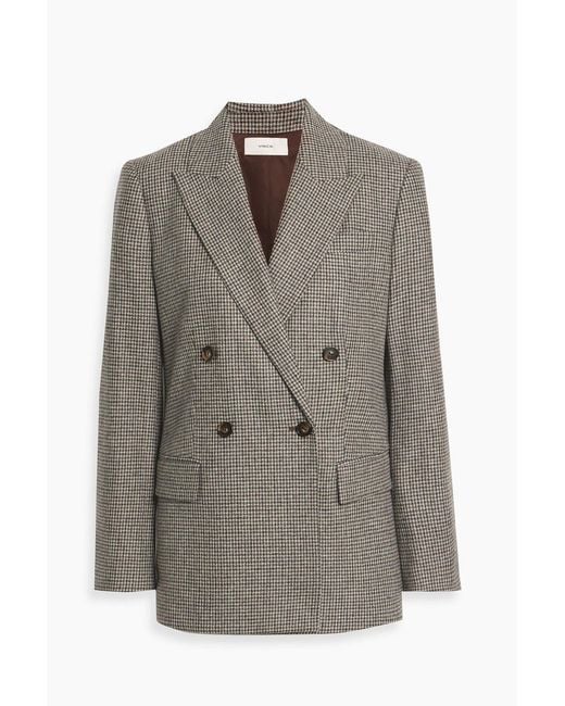 Vince Brown Double-Breasted Houndstooth Flannel Blazer