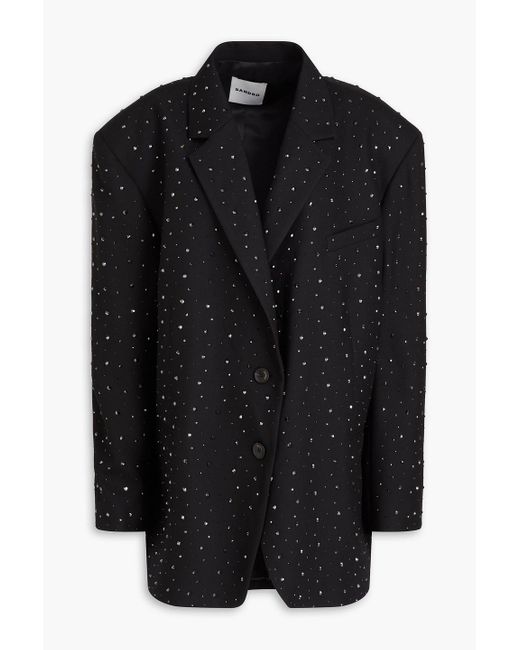 Sandro Black Crystal-embellished Twill Blazer