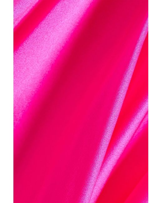 Michelle Mason Pink Draped Silk-Satin Halterneck Gown