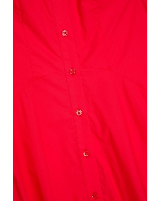 Evi Grintela Red Cotton-Poplin Maxi Shirt Dress