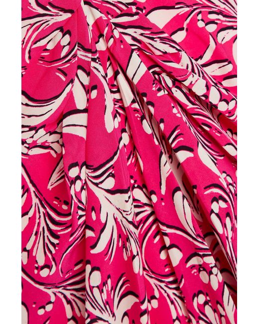 Isabel Marant Pink Coline Draped Printed Crepe De Chine Dress