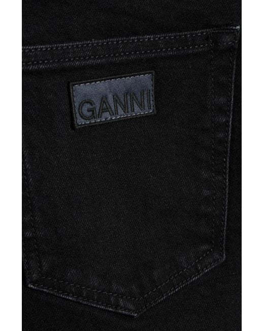 Ganni Black High-Rise Wide-Leg Jeans