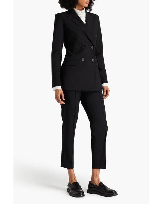 Theory Black Double-breasted Wool-blend Blazer