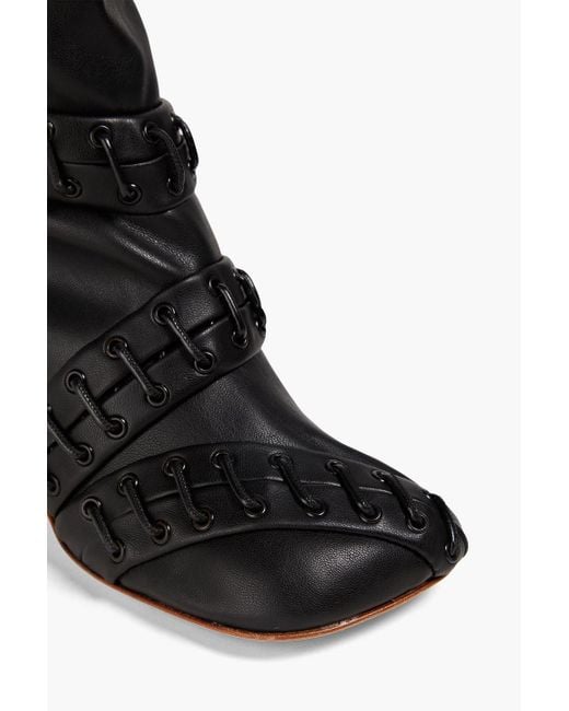 A.W.A.K.E. MODE Black Greta Lace-up Faux Leather Ankle Boots