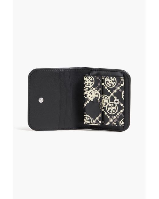 Tory Burch Black T monogram portemonnaie aus leder mit print