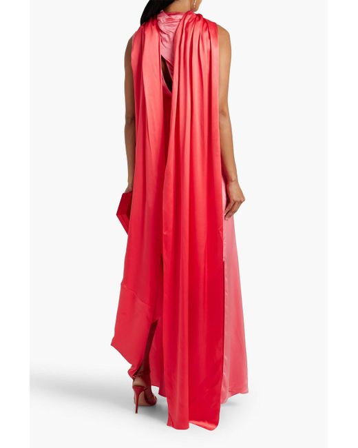 Roksanda Pink Klanira Cutout Cape-effect Silk-satin Gown