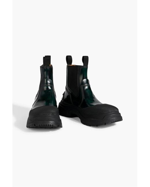 Maison Margiela Black Burnished-leather Chelsea Boots for men