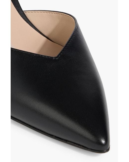 Stuart Weitzman Black Ryder 75 Leather Slingback Pumps