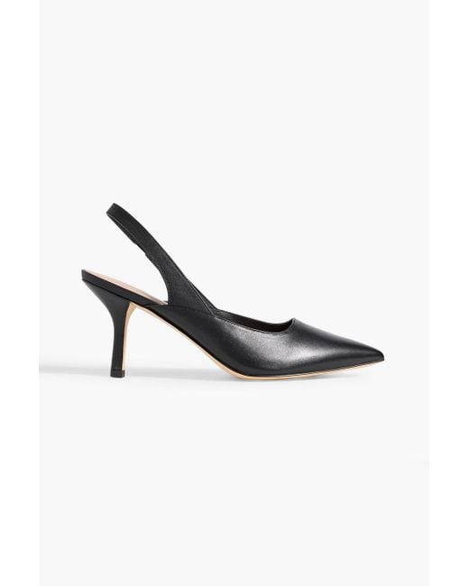 Stuart Weitzman Black Zuri 75 Leather Slingback Pumps