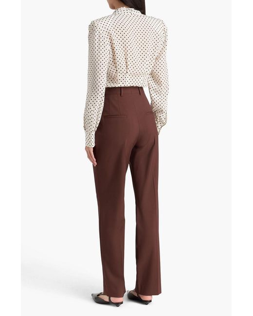ARMARIUM Brown Celia Pleated Wool Straight-leg Pants
