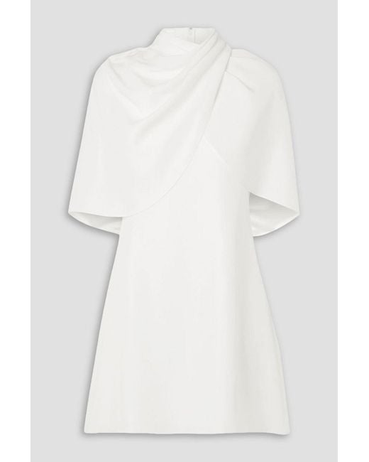 Brandon Maxwell White Draped Cape-effect Silk-crepe Mini Dress