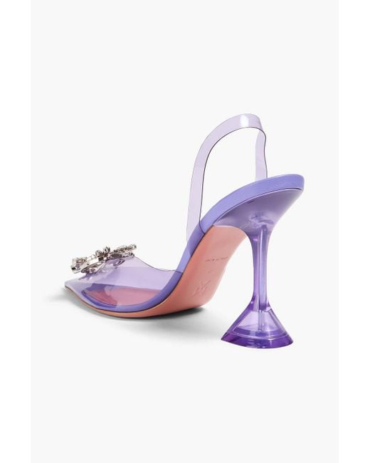 AMINA MUADDI Pink Begum Crystal-Embellished Pvc Slingback Pumps