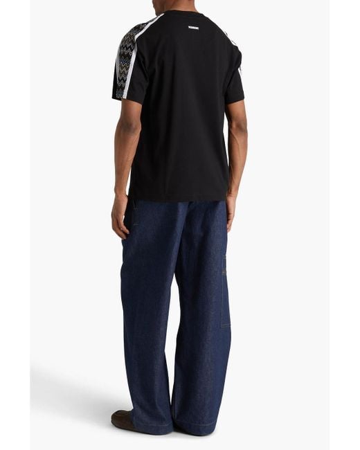 Missoni Black Knit-Trimmed Cotton-Jersey T-Shirt for men