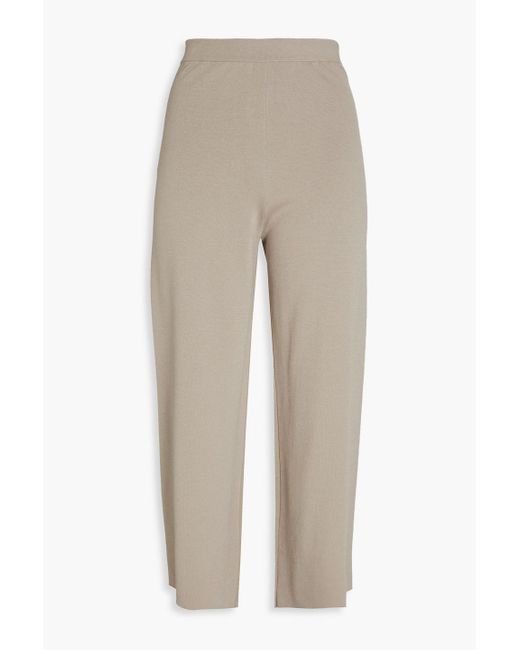 Gentry Portofino Natural Cropped Silk And Cotton-blend Straight-leg Pants