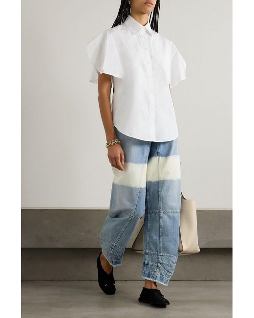 Stella McCartney White Paneled Cotton-Poplin Shirt