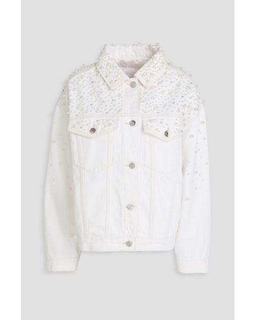 FRAME White Embellished Denim Jacket