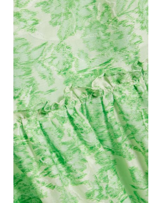 10 Crosby Derek Lam Green Philippa Tiered Printed Cotton-jacquard Midi Dress